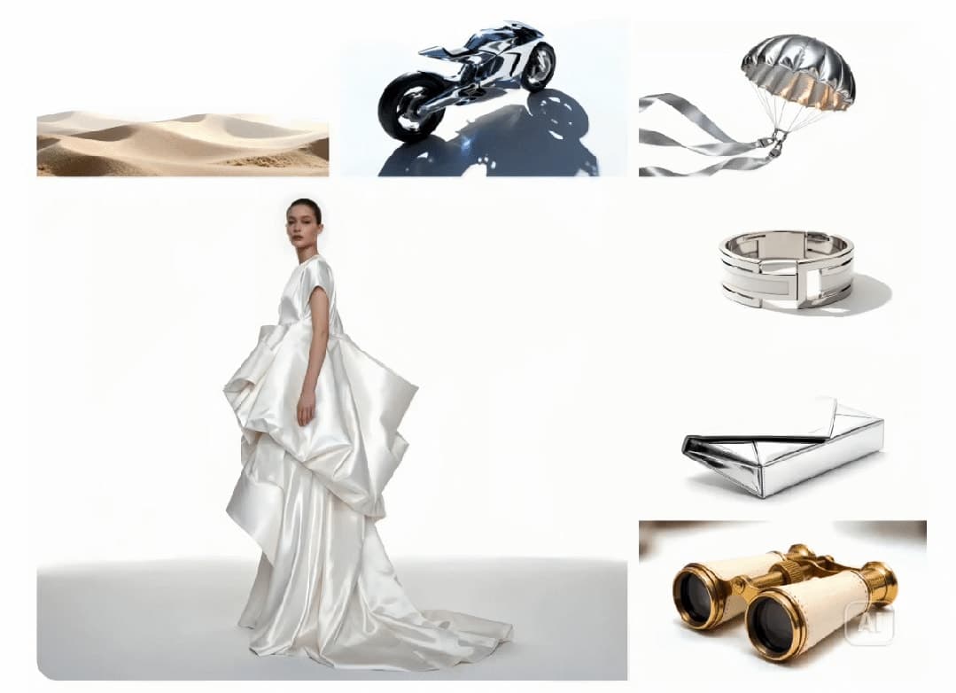 Official ByteDance Seedream 4.5 example combining multiple reference images into one fashion scene