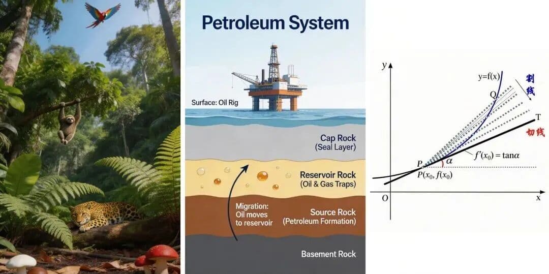 Official Seedream 5.0 Lite examples showing a rainforest, petroleum system diagram, and mathematics graphic