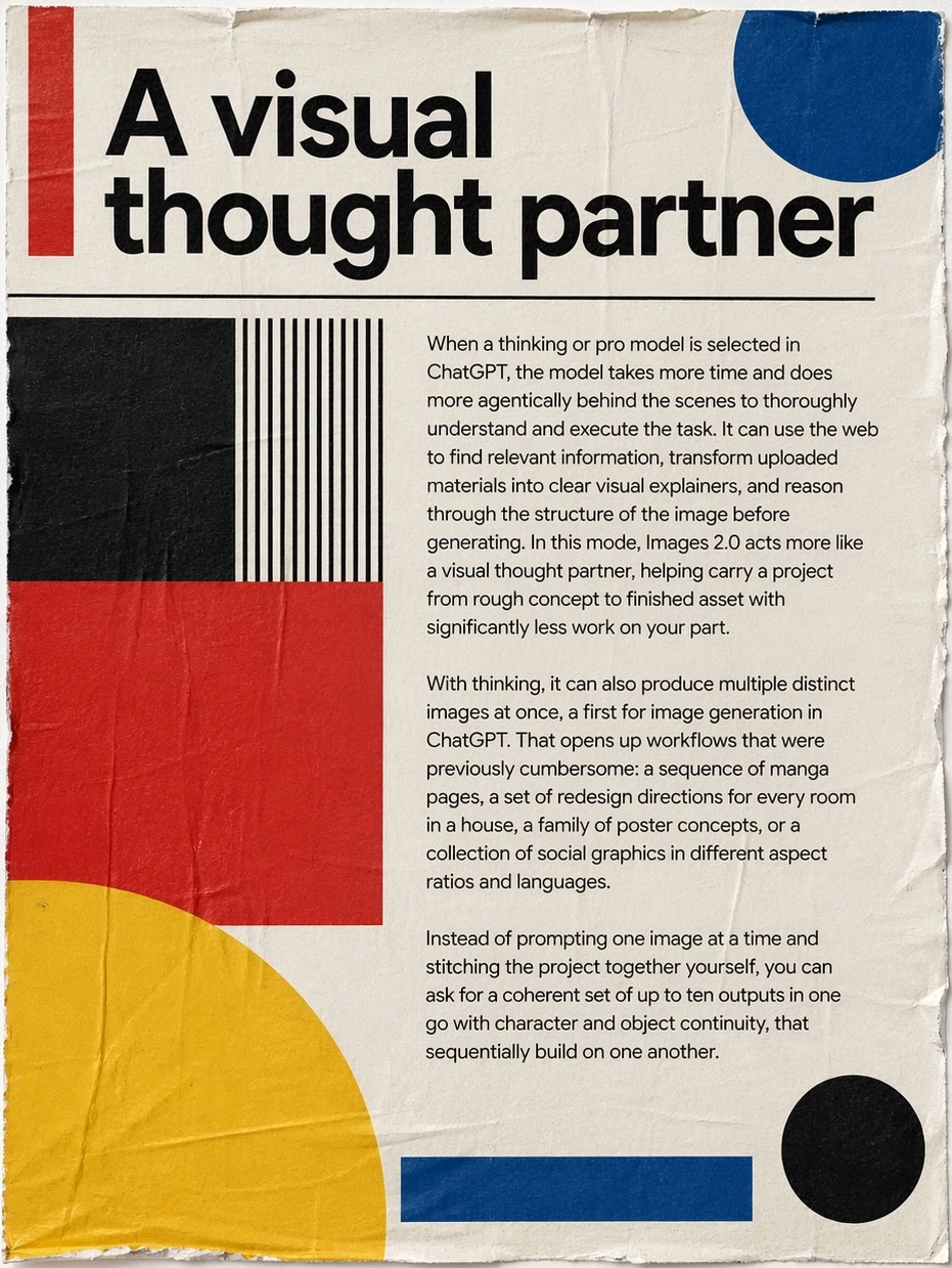 Official OpenAI ChatGPT Images 2.0 example describing the model as a visual thought partner